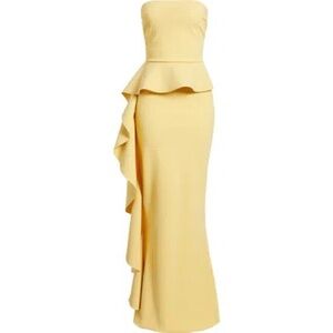 Elegant Yellow Strapless Dress